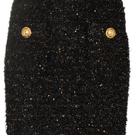 Balmain Tweed Mini Skirt In Black