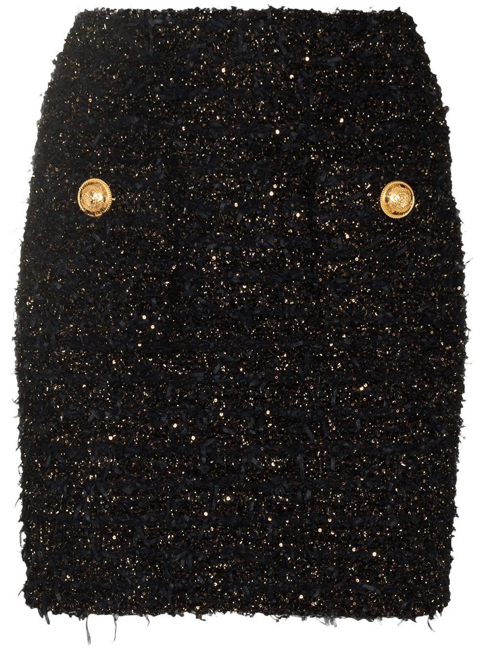 Balmain Tweed Mini Skirt In Black