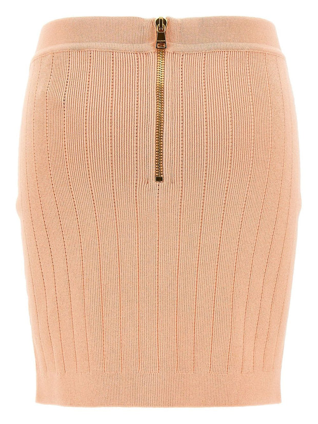 Balmain Knit Mini Skirt In Powder