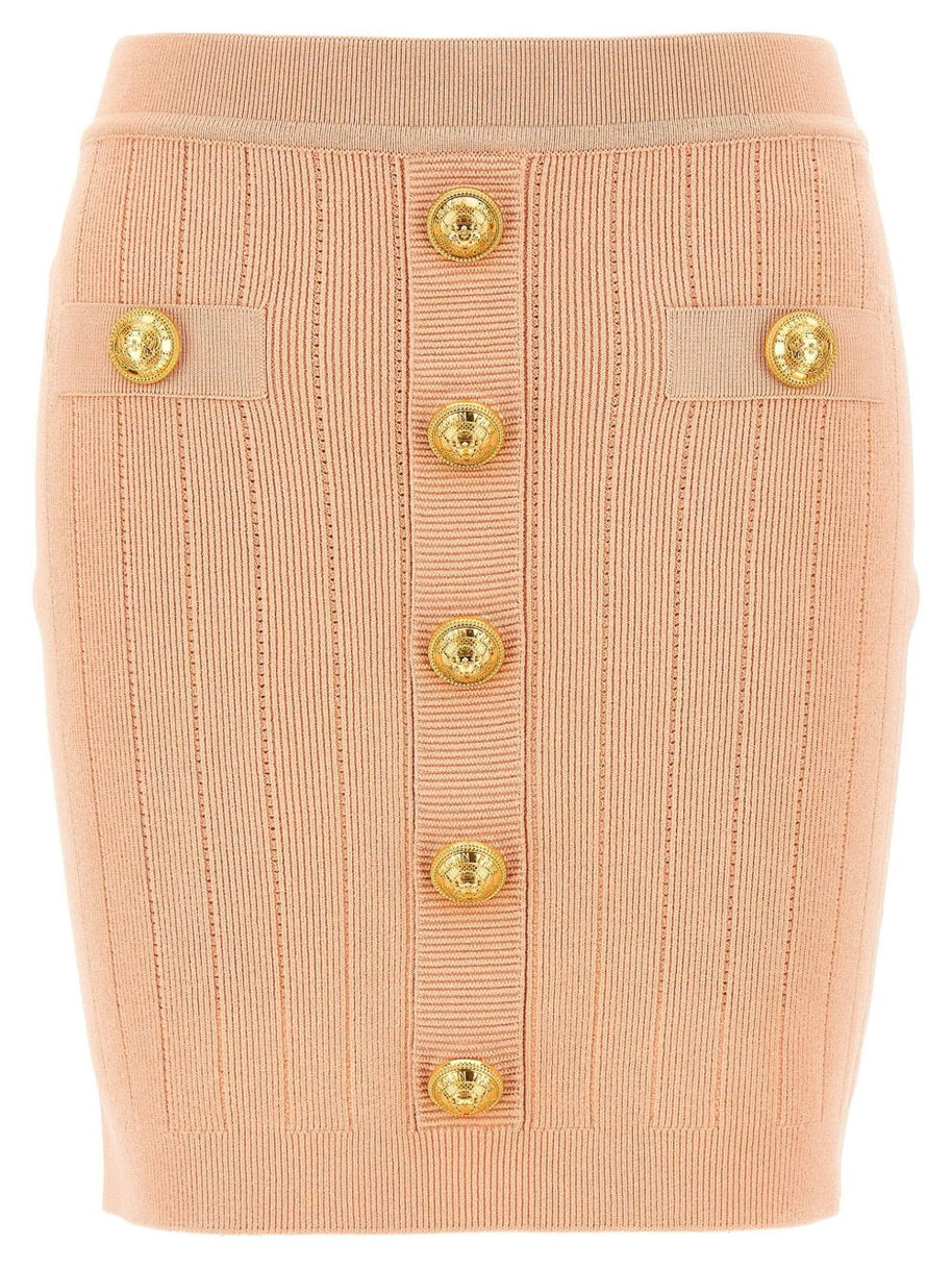 Balmain Knit Mini Skirt In Powder
