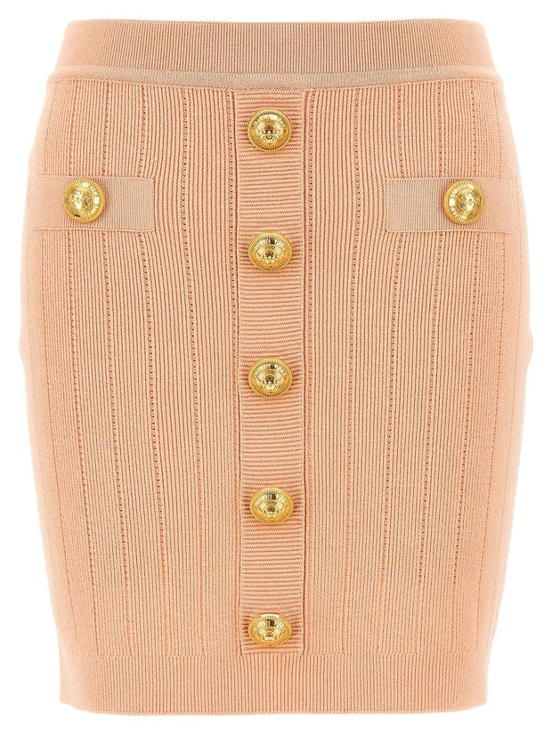 Balmain Knit Mini Skirt In Powder