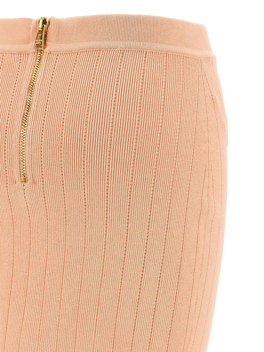 Balmain Knit Mini Skirt In Powder