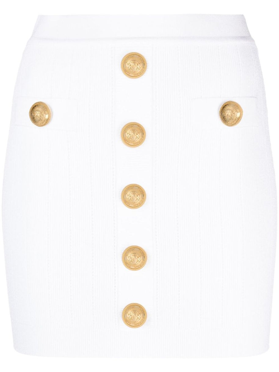 Balmain Knit Mini Skirt In White