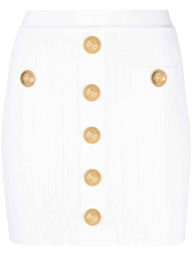 Balmain Knit Mini Skirt In White