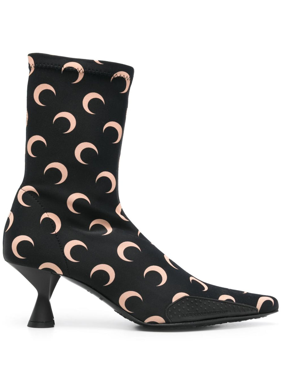 MARINE SERRE Moon Sock Boots In Black
