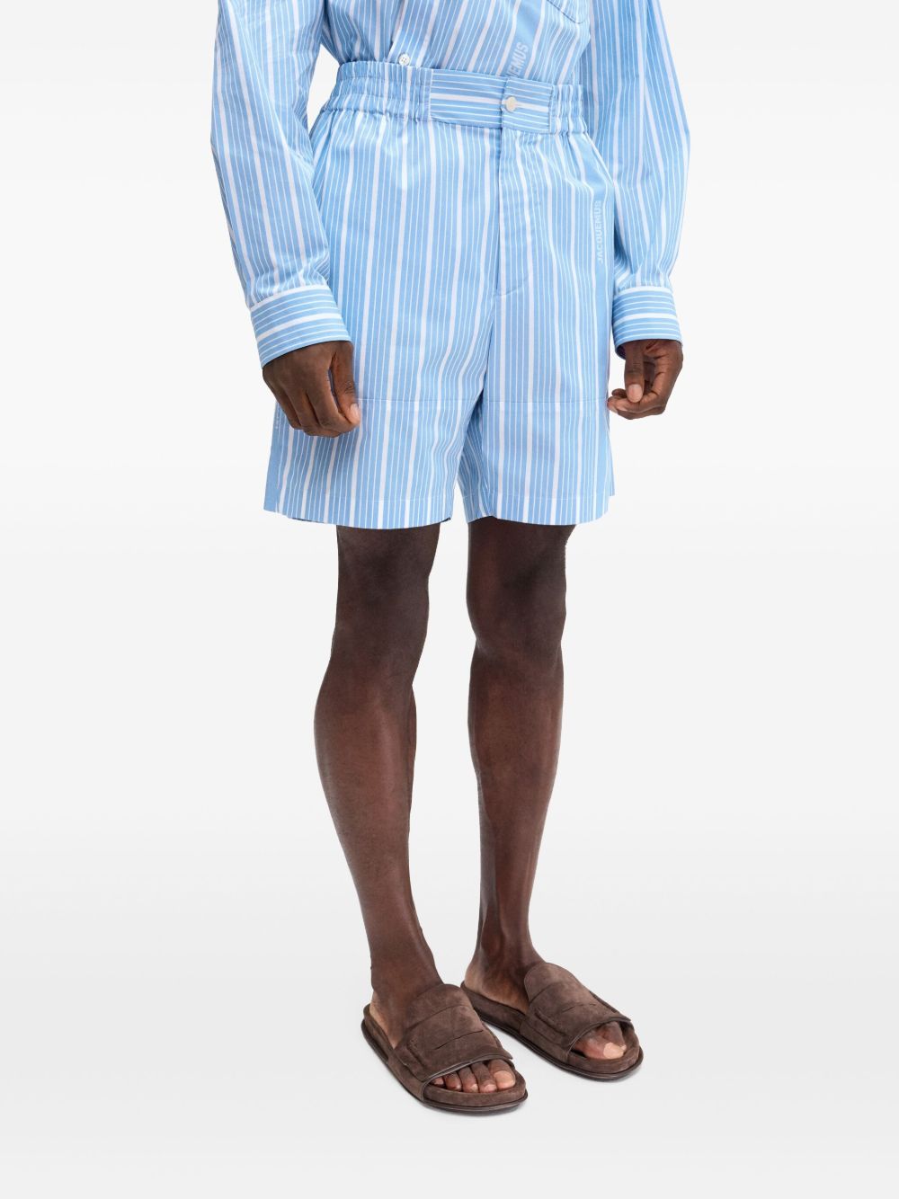 JACQUEMUS Striped Shorts In Clear Blue