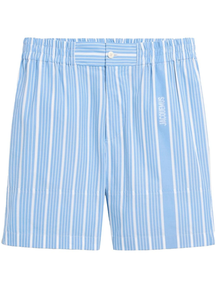 JACQUEMUS Striped Shorts In Clear Blue