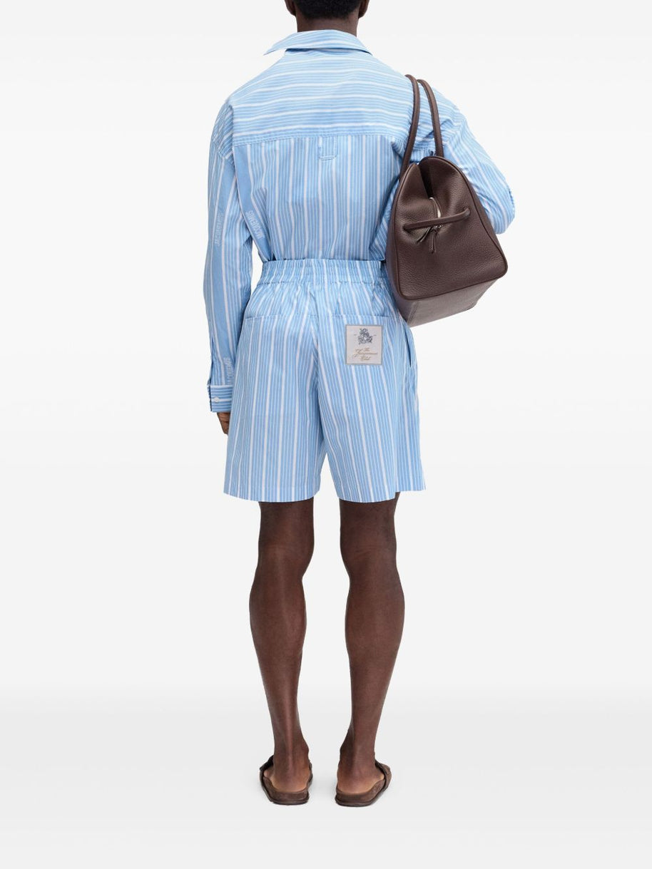 JACQUEMUS Striped Shorts In Clear Blue