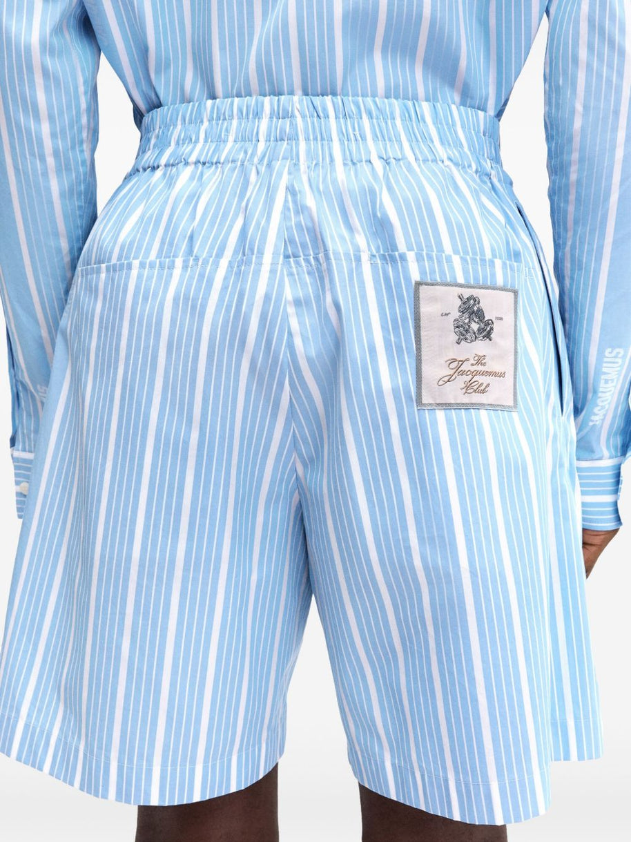 JACQUEMUS Striped Shorts In Clear Blue