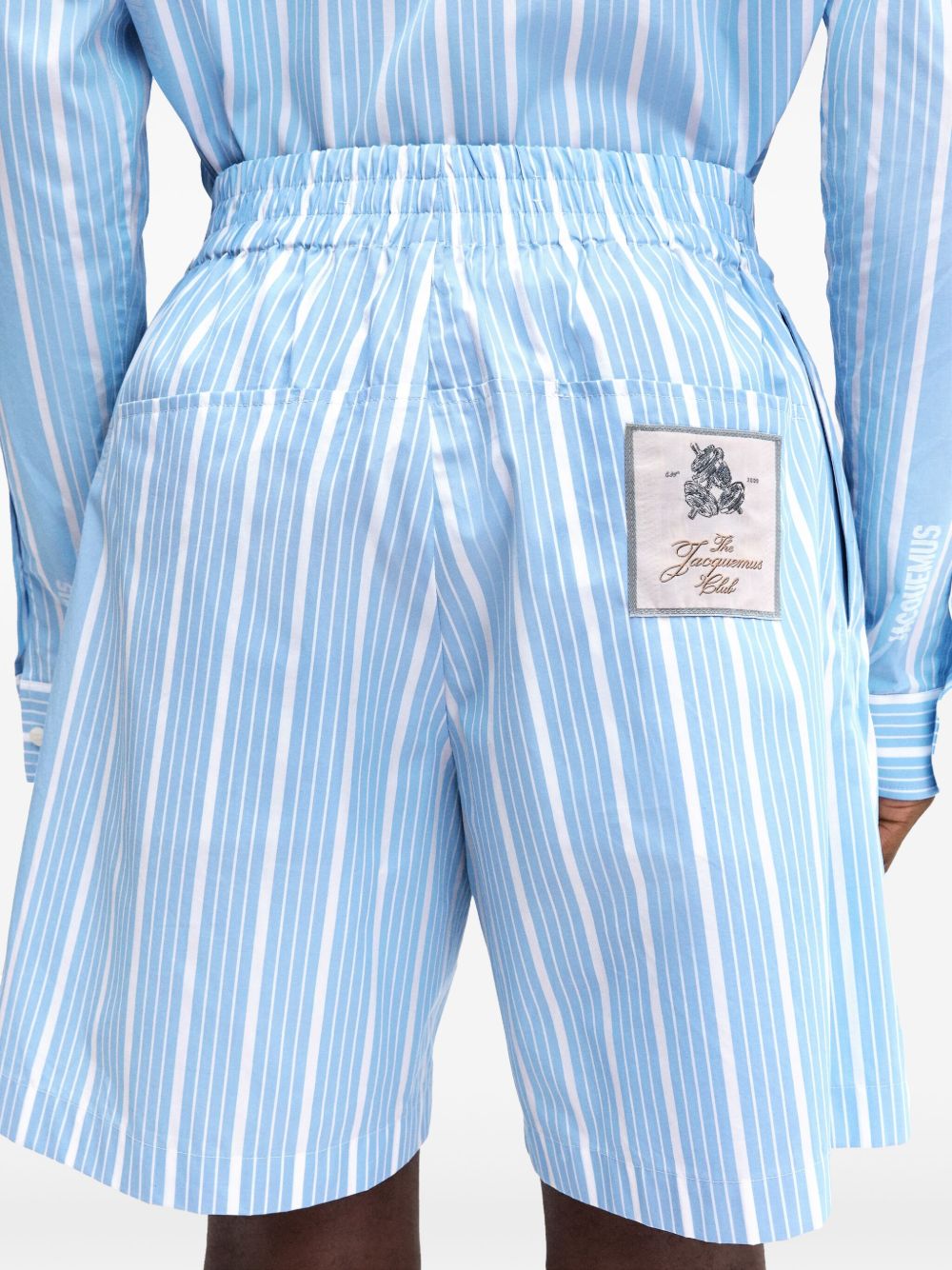JACQUEMUS Striped Shorts In Clear Blue