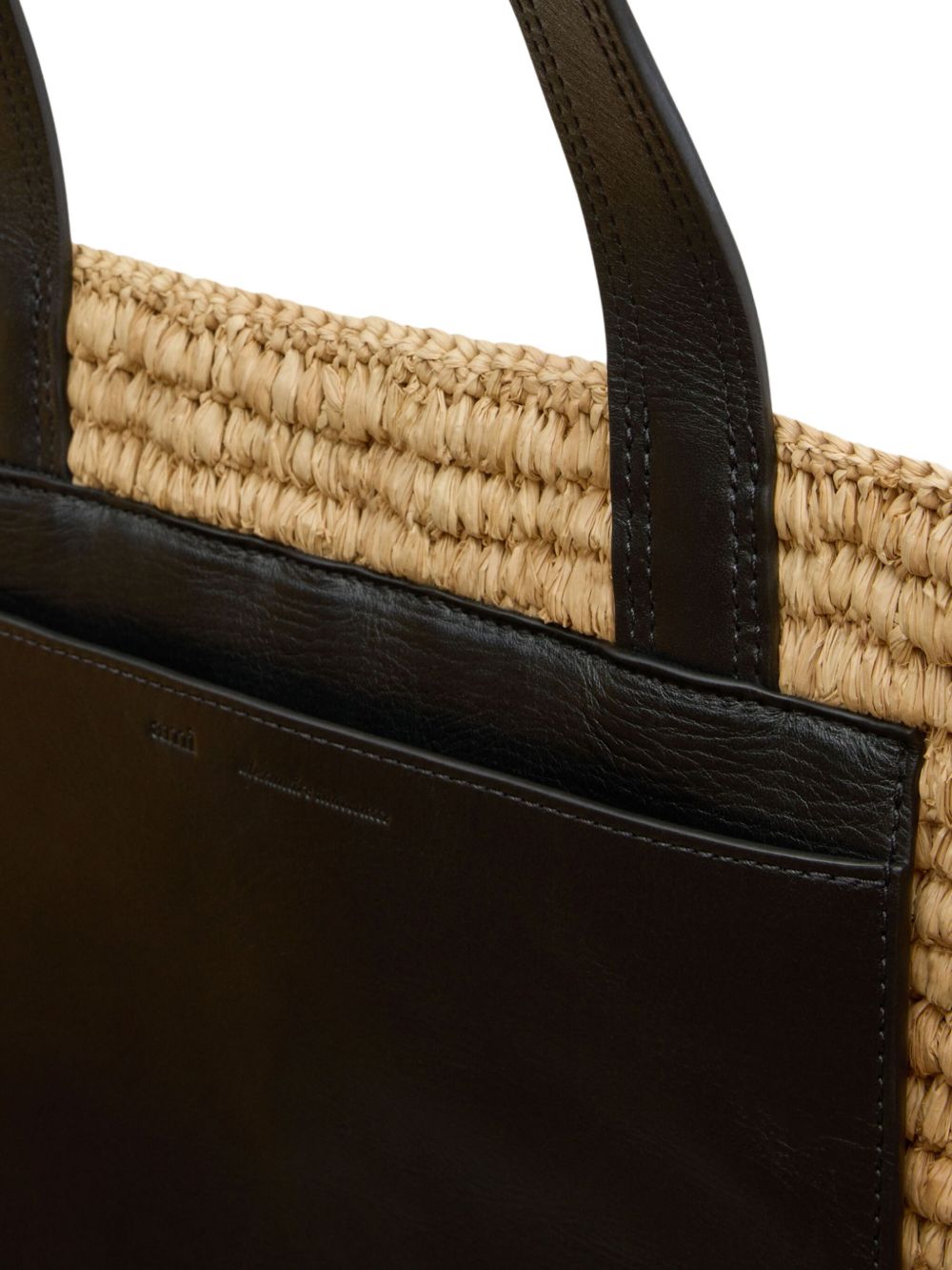 Ami Paris Raffia Tote Bag In Beige