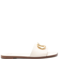 Valentino Garavani VLogo Signature Leather Sandals - Ivory
