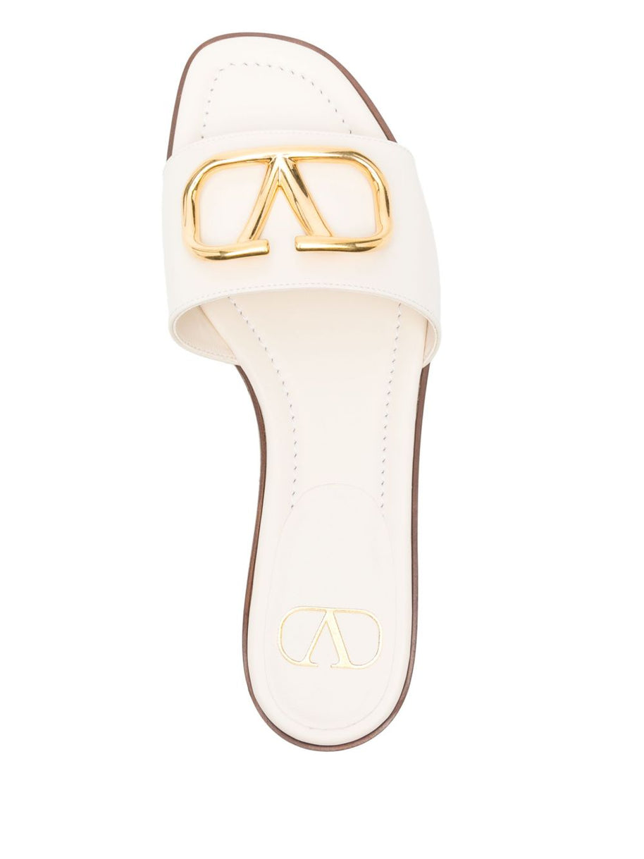 Valentino Garavani VLogo Signature Leather Sandals - Ivory