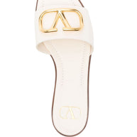 Valentino Garavani VLogo Signature Leather Sandals - Ivory