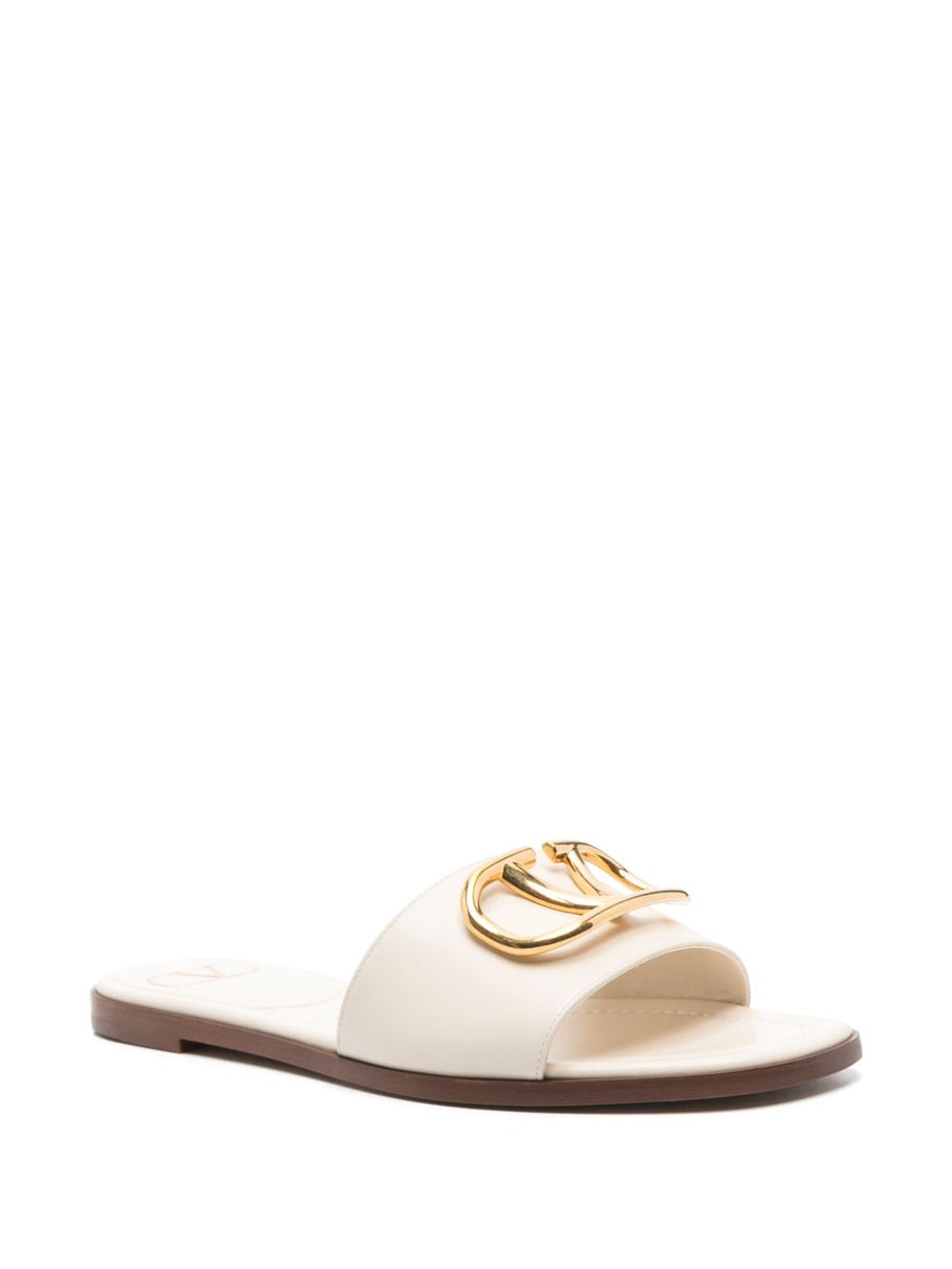 Valentino Garavani VLogo Signature Leather Sandals - Ivory