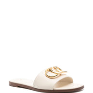 Valentino Garavani VLogo Signature Leather Sandals - Ivory