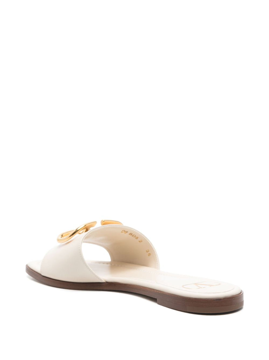 Valentino Garavani VLogo Signature Leather Sandals - Ivory