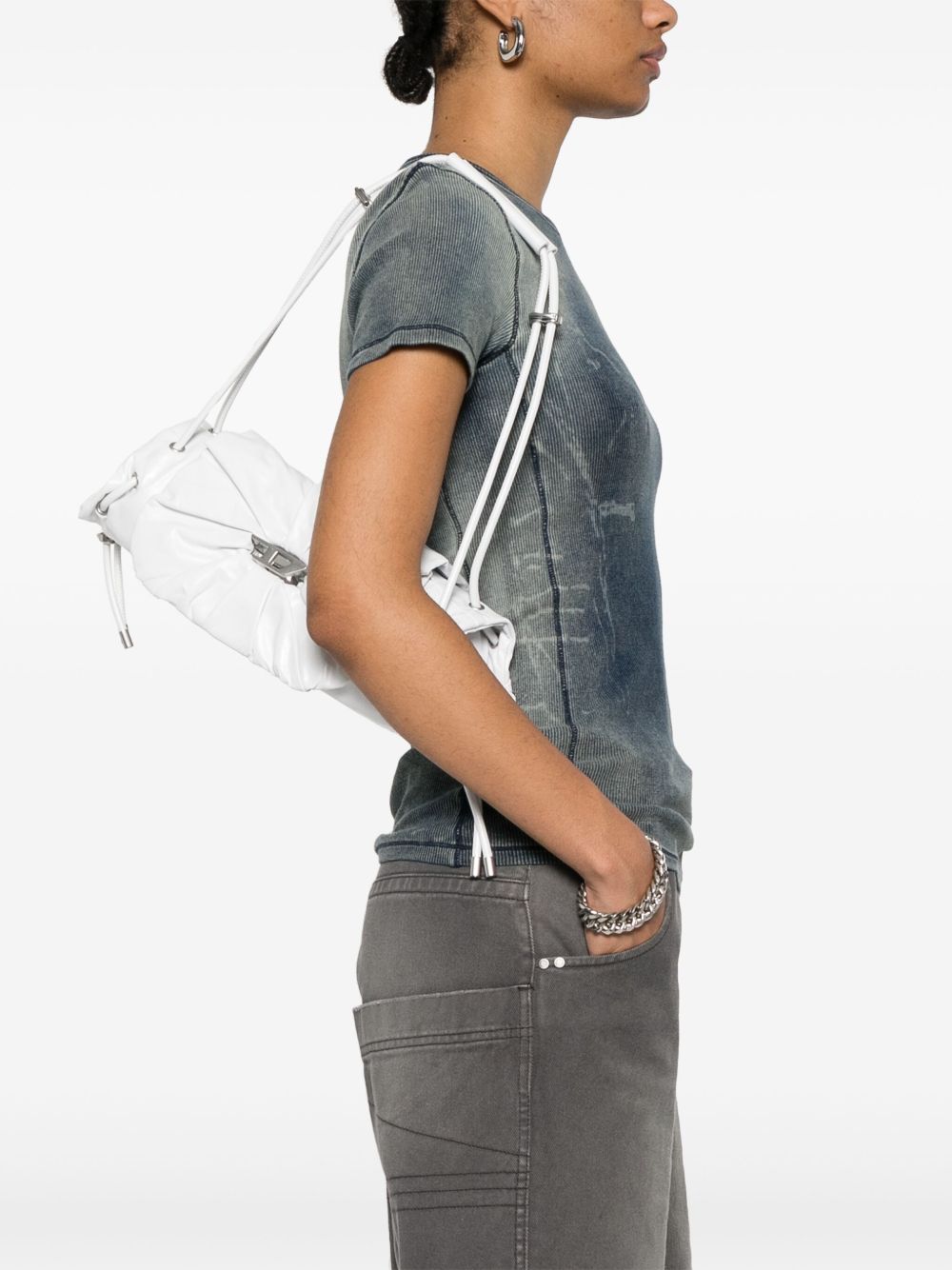 Diesel Scrunch-D Shoulder Bag In White