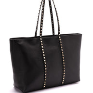 Valentino Garavani Rockstud Leather Medium Tote - Black
