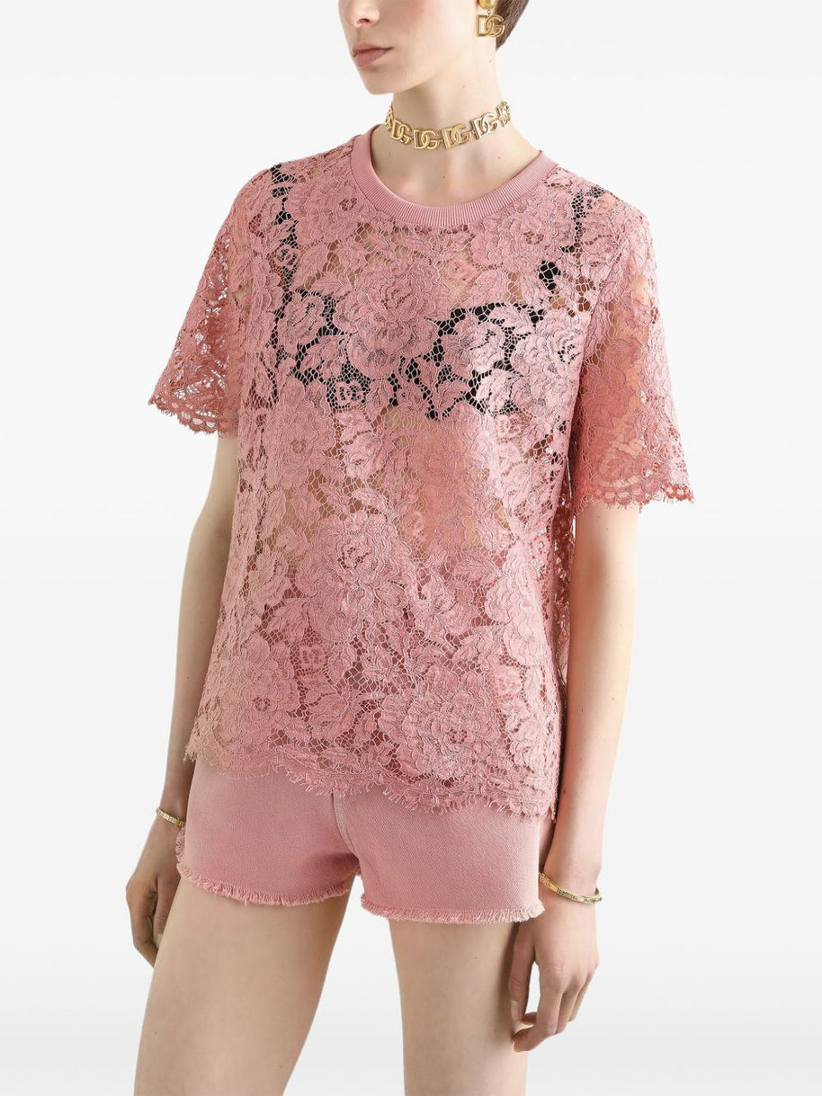 Dolce & Gabbana Lace Top In Powder