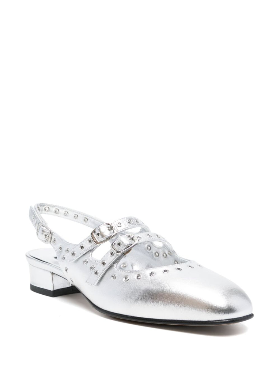 CAREL PARIS Queen Slingback Mary Janes in Silver