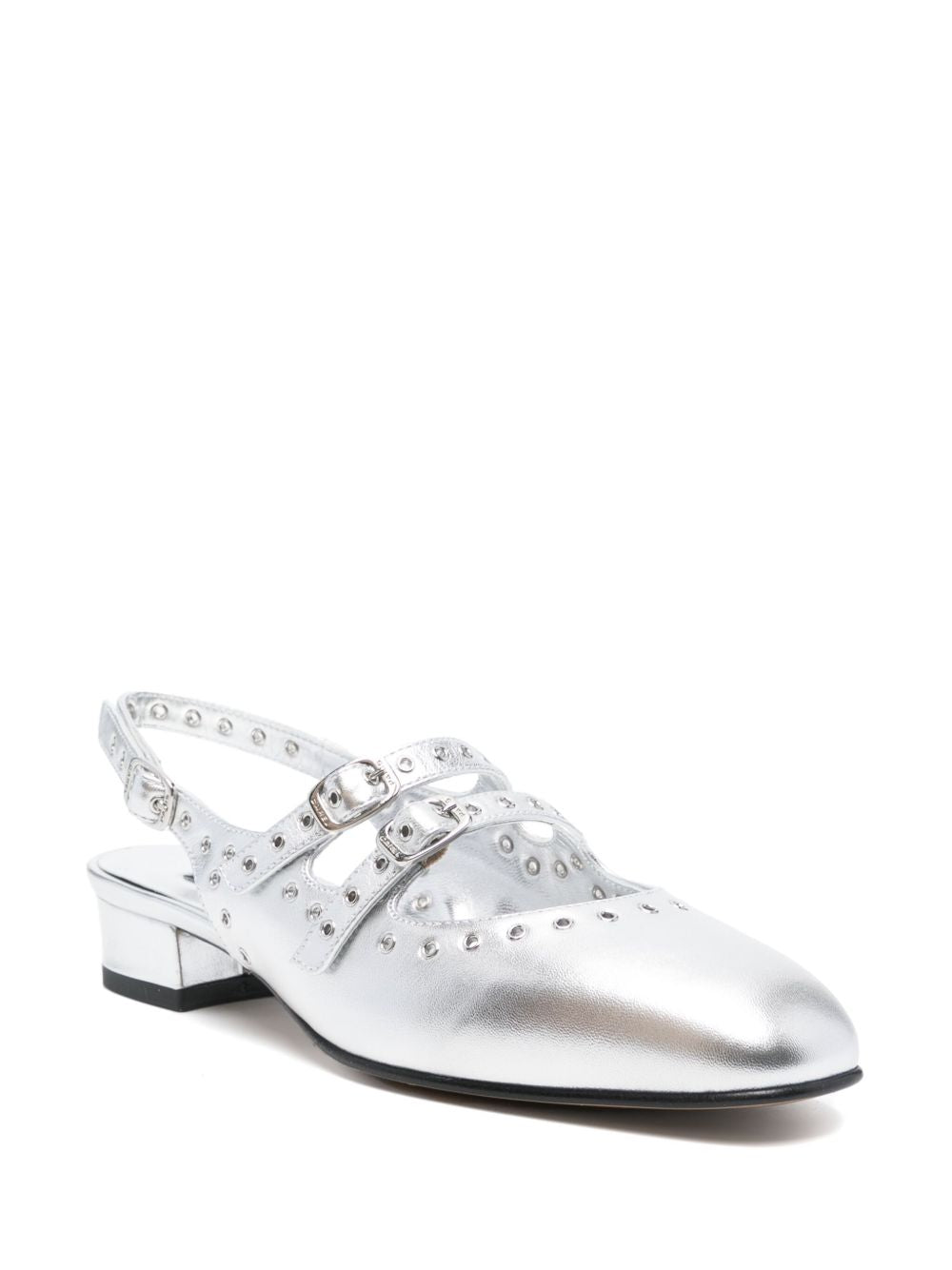 CAREL PARIS Queen Slingback Mary Janes in Silver