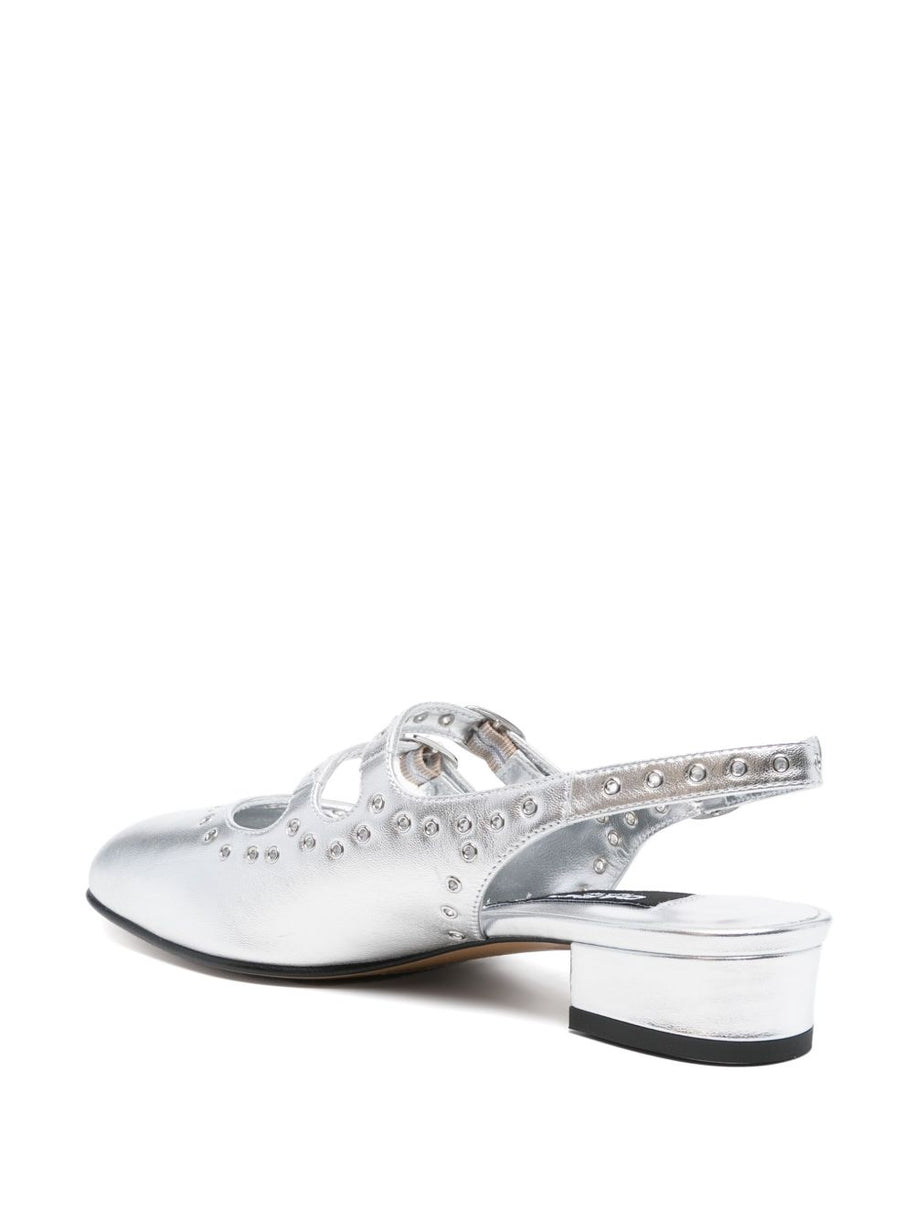 CAREL PARIS Queen Slingback Mary Janes in Silver