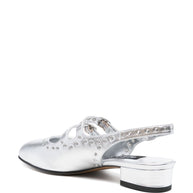 CAREL PARIS Queen Slingback Mary Janes in Silver
