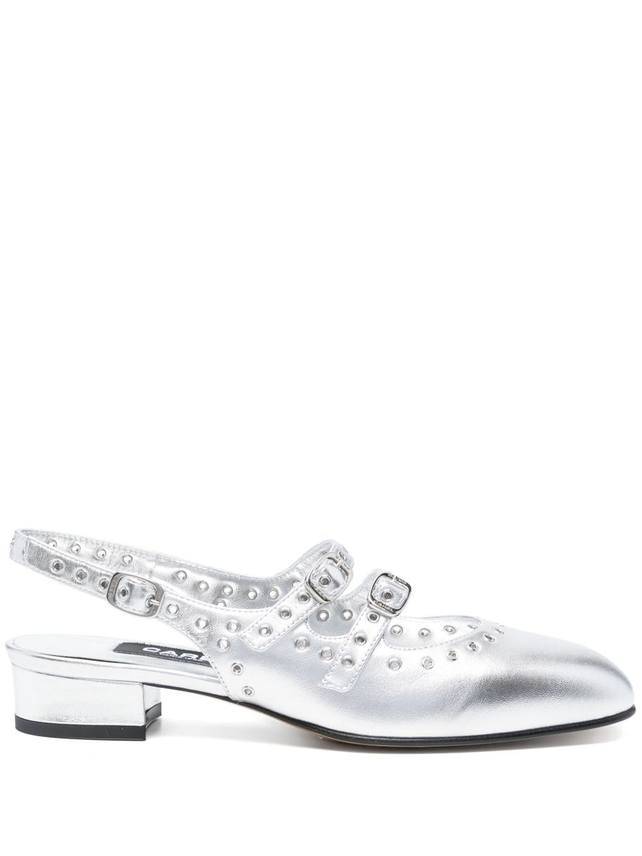 CAREL PARIS Queen Slingback Mary Janes in Silver