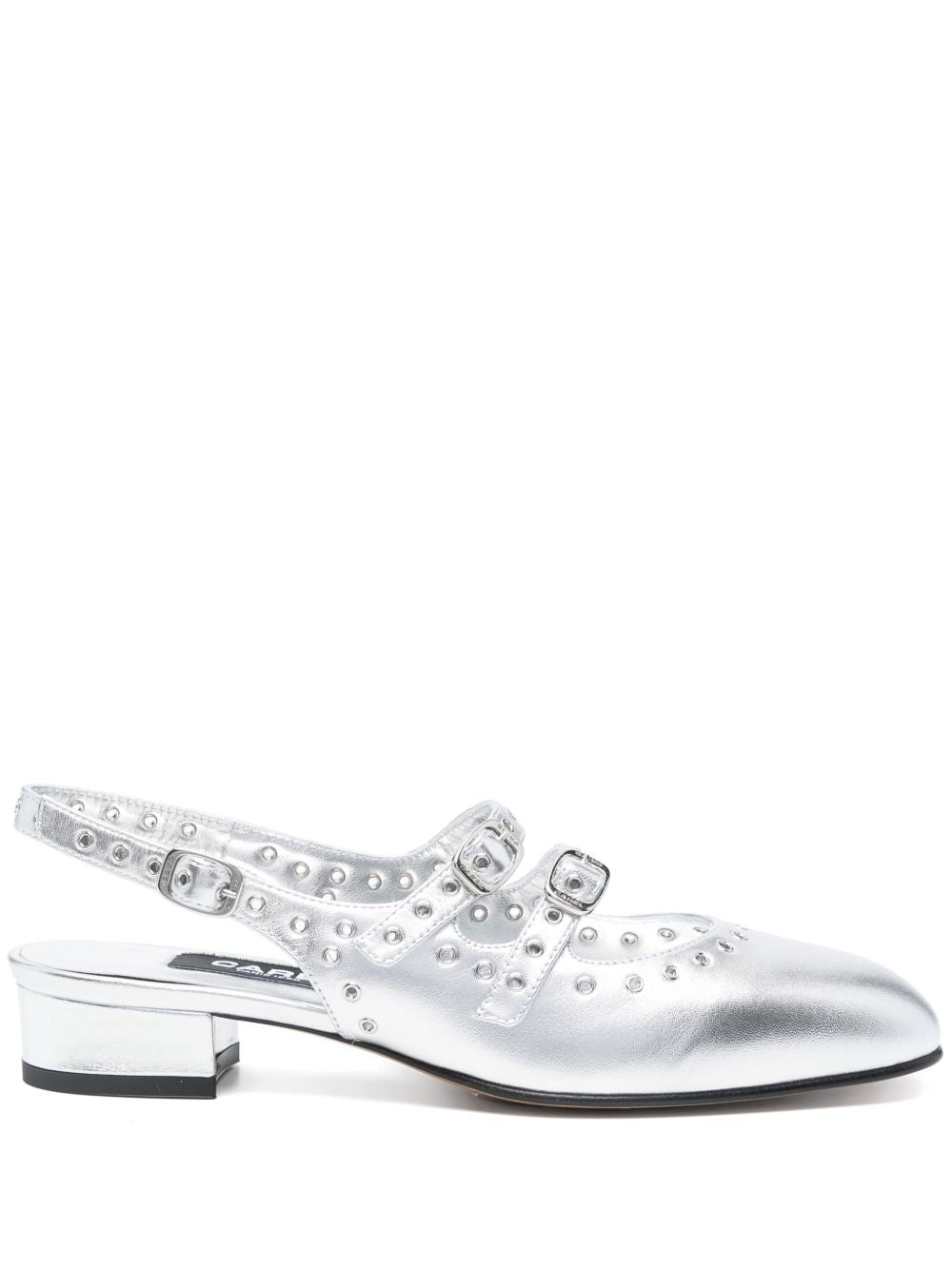 CAREL PARIS Queen Slingback Mary Janes in Silver