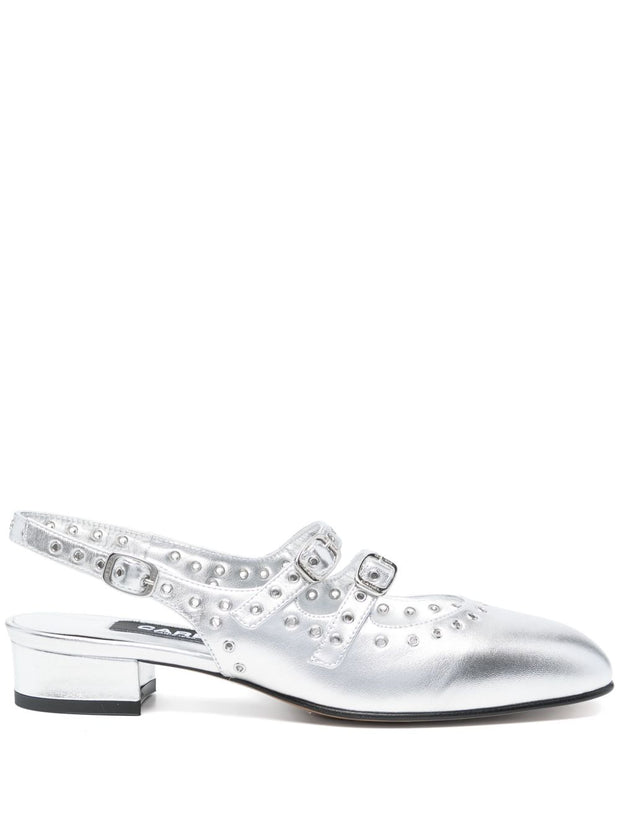 CAREL PARIS Queen Slingback Mary Janes in Silver