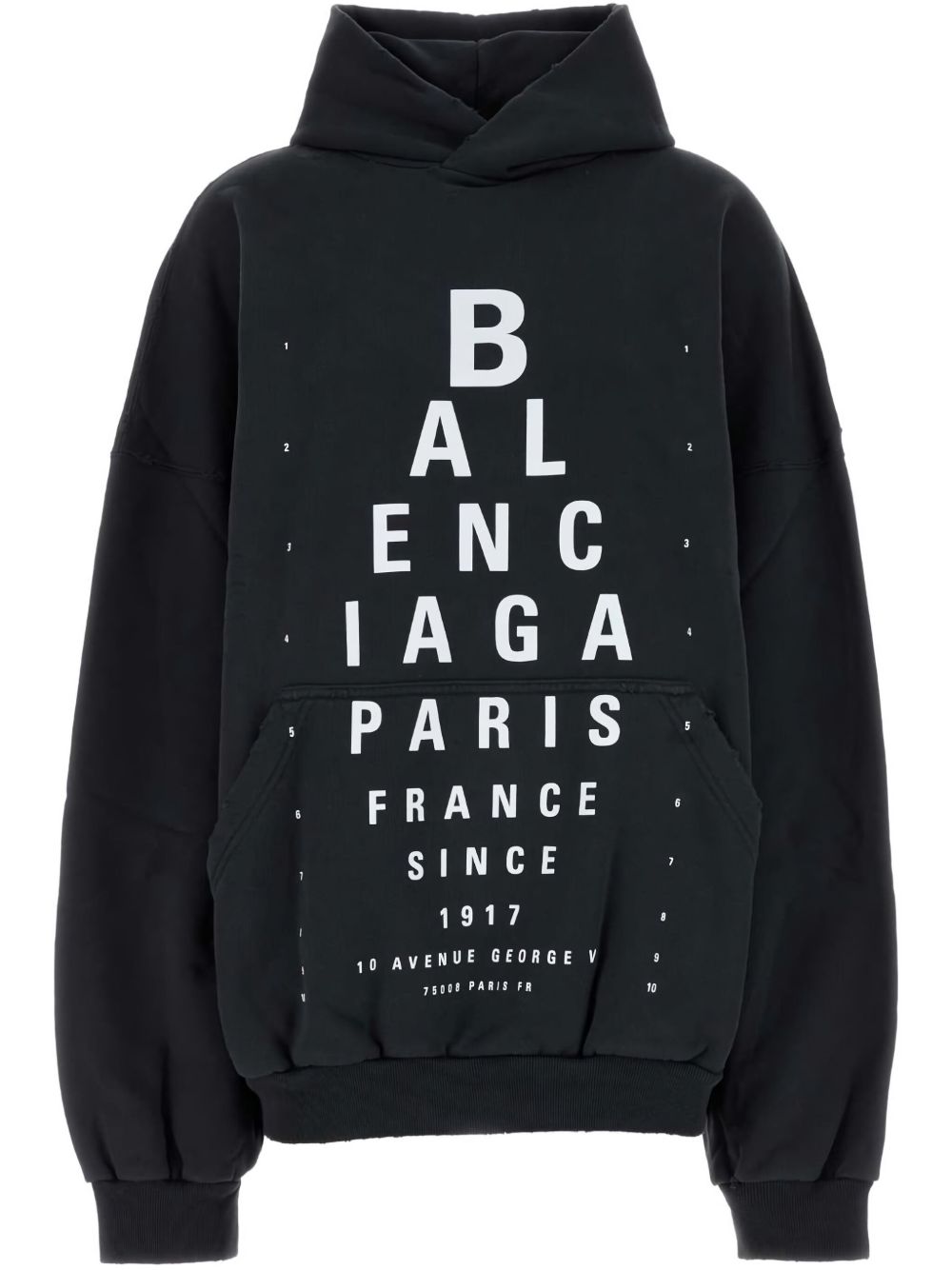 Balenciaga Optical Cotton Hoodie - Black