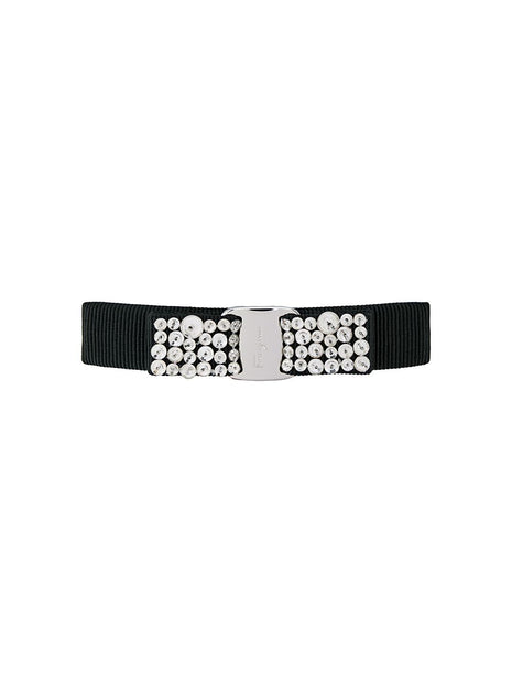 Ferragamo Crystal Embellished Hair Clip In Black