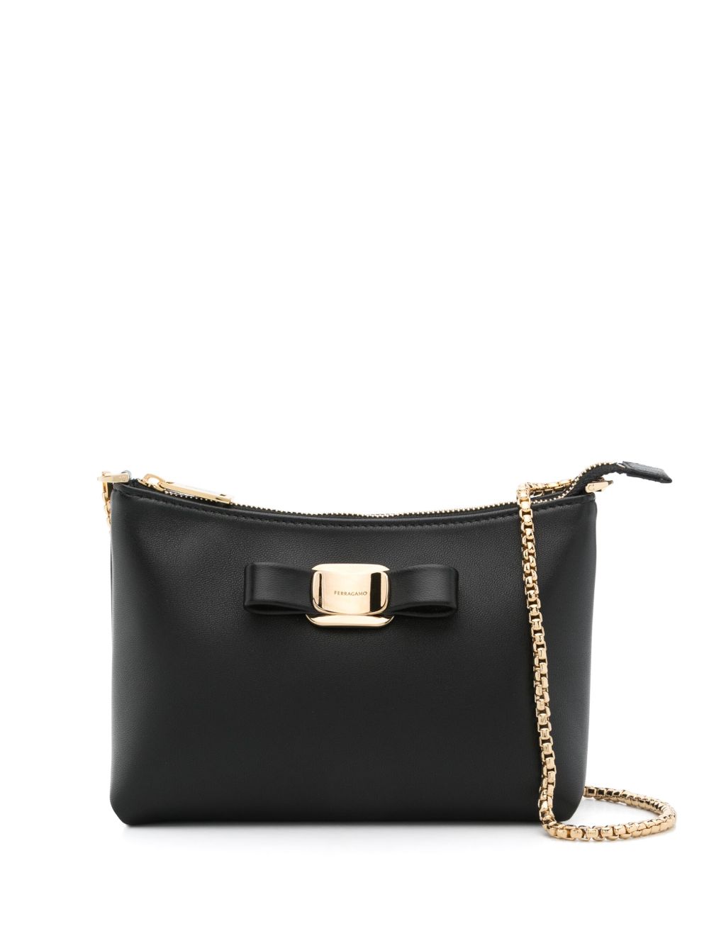 Ferragamo Vara Bow Shoulder Bag In Black