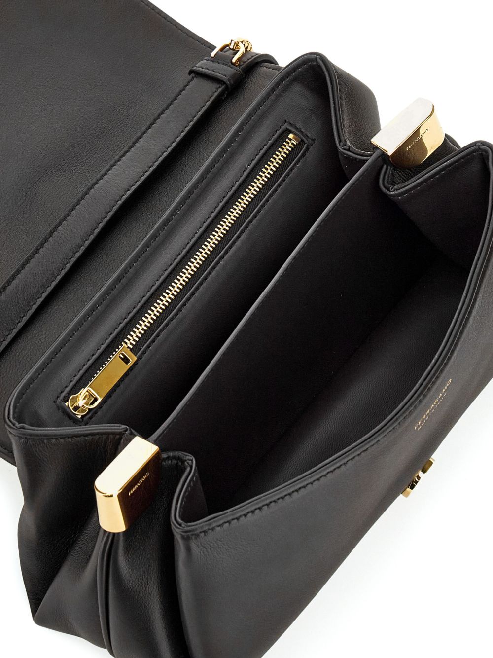 Ferragamo Front Flap Crossbody Bag In Black