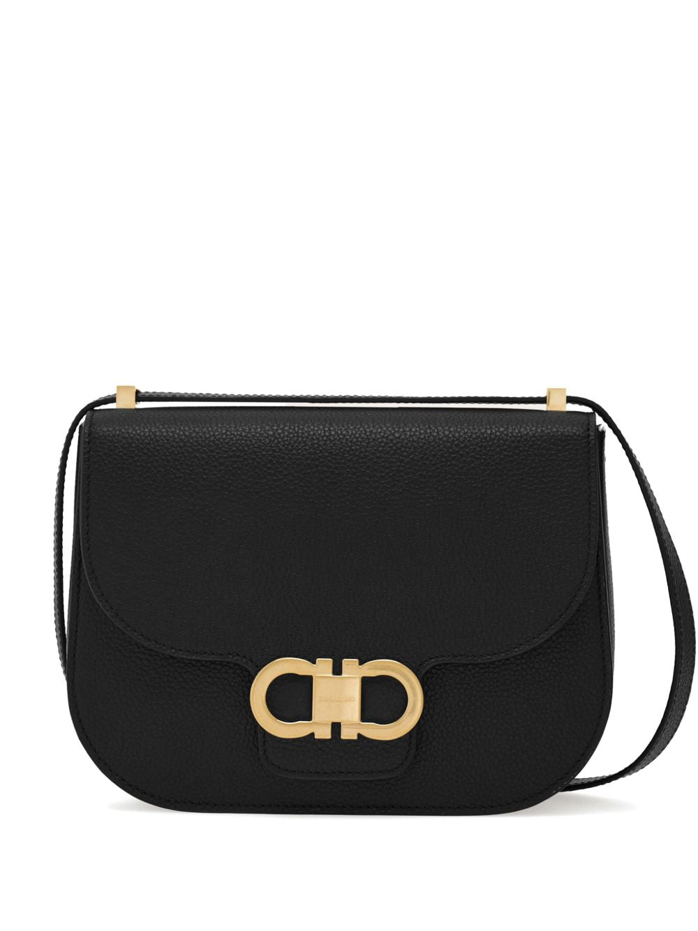 Ferragamo Double Gancini Crossbody Bag In Black