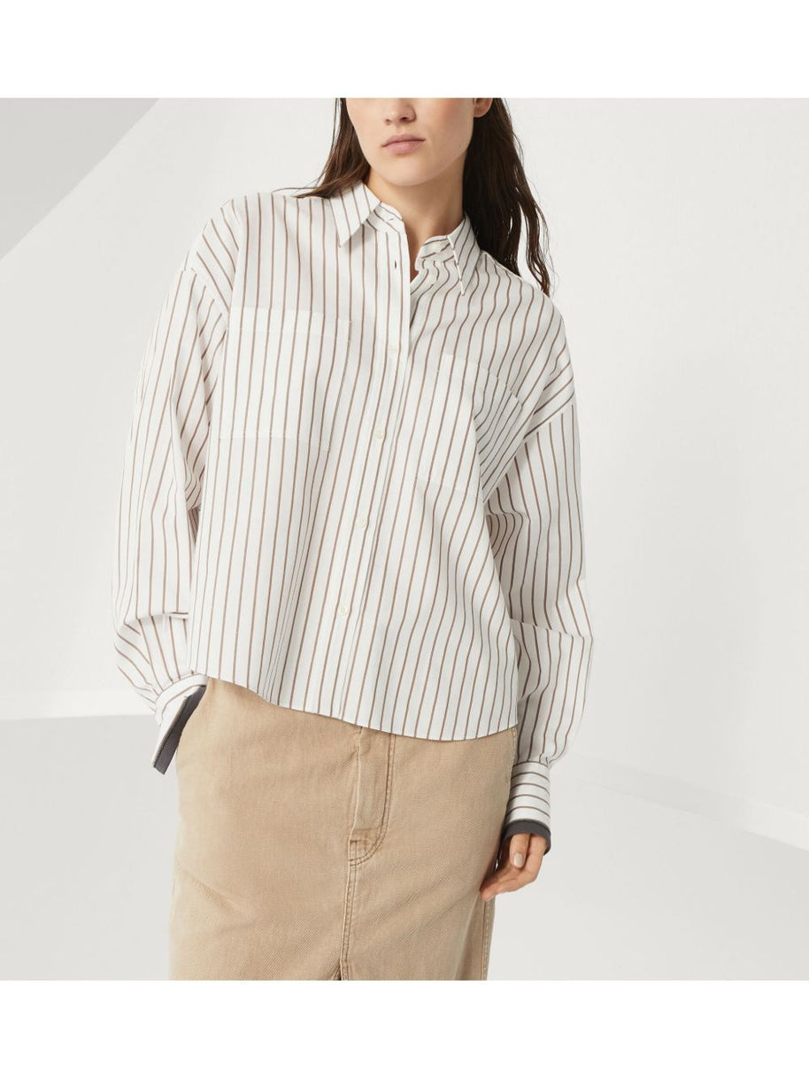 Brunello Cucinelli Striped Shirt In White