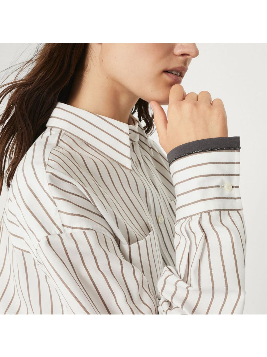 Brunello Cucinelli Striped Shirt In White