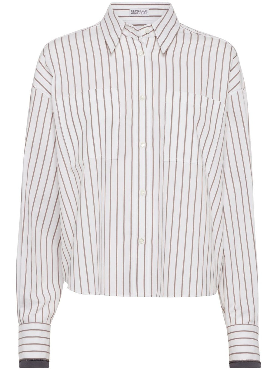Brunello Cucinelli Striped Shirt In White