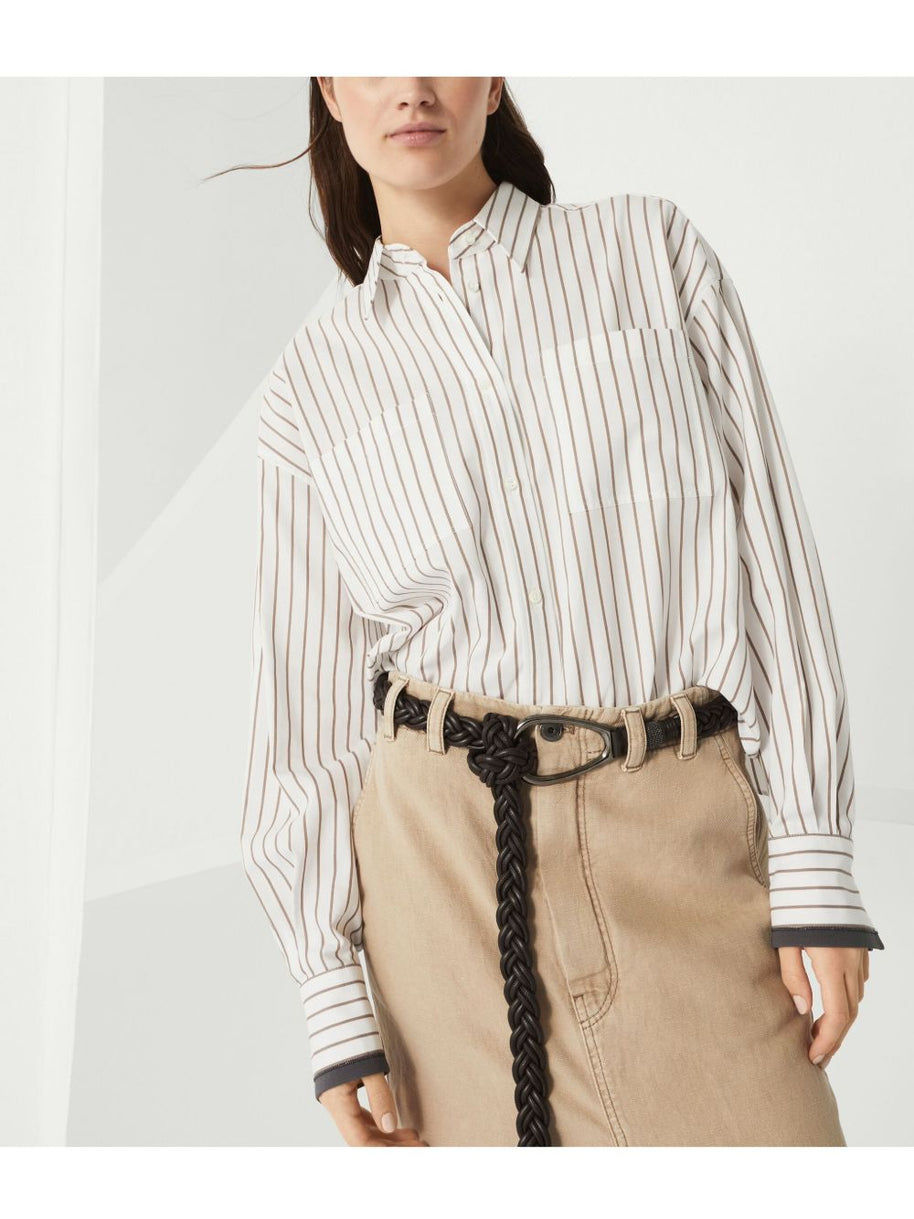 Brunello Cucinelli Striped Shirt In White