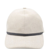 Brunello Cucinelli Cotton and Linen Blend Baseball Cap in Beige