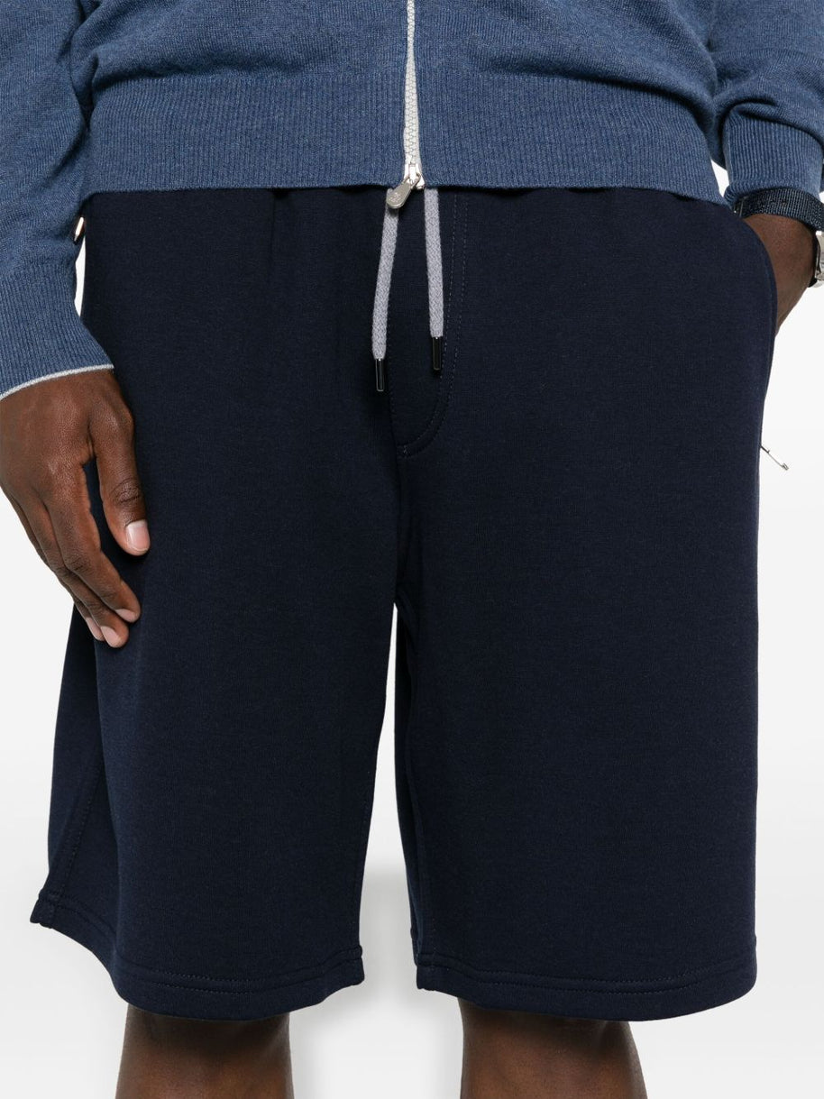 Brunello Cucinelli Cotton Jersey Shorts In Blue