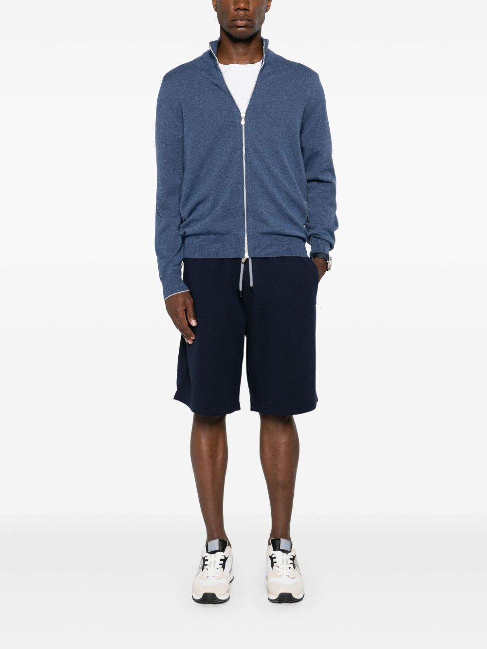 Brunello Cucinelli Cotton Jersey Shorts In Blue