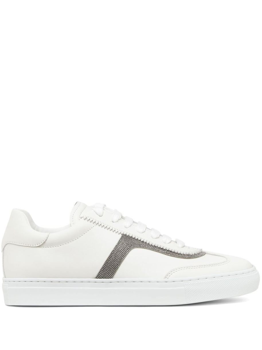 Brunello Cucinelli White Sneakers With Monili Chain Detail