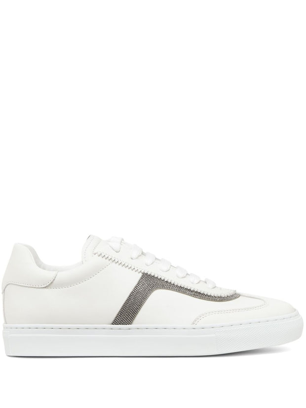 Brunello Cucinelli White Sneakers With Monili Chain Detail