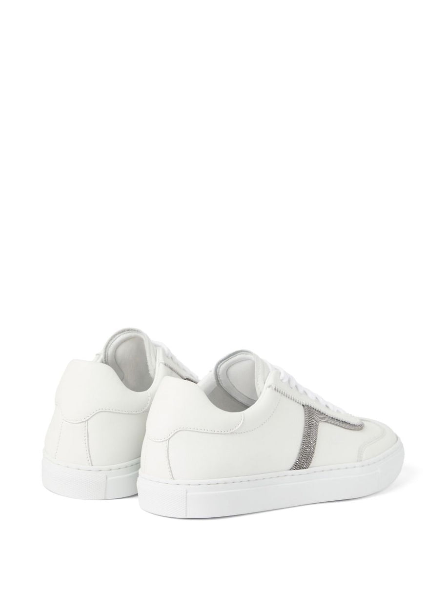 Brunello Cucinelli White Sneakers With Monili Chain Detail
