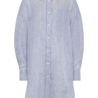Brunello Cucinelli Striped Shirt In Clear Blue