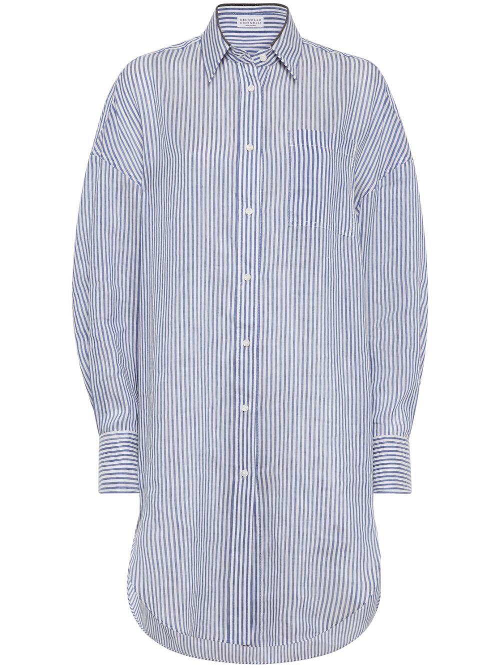 Brunello Cucinelli Striped Shirt In Clear Blue