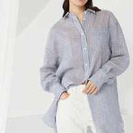Brunello Cucinelli Striped Shirt In Clear Blue