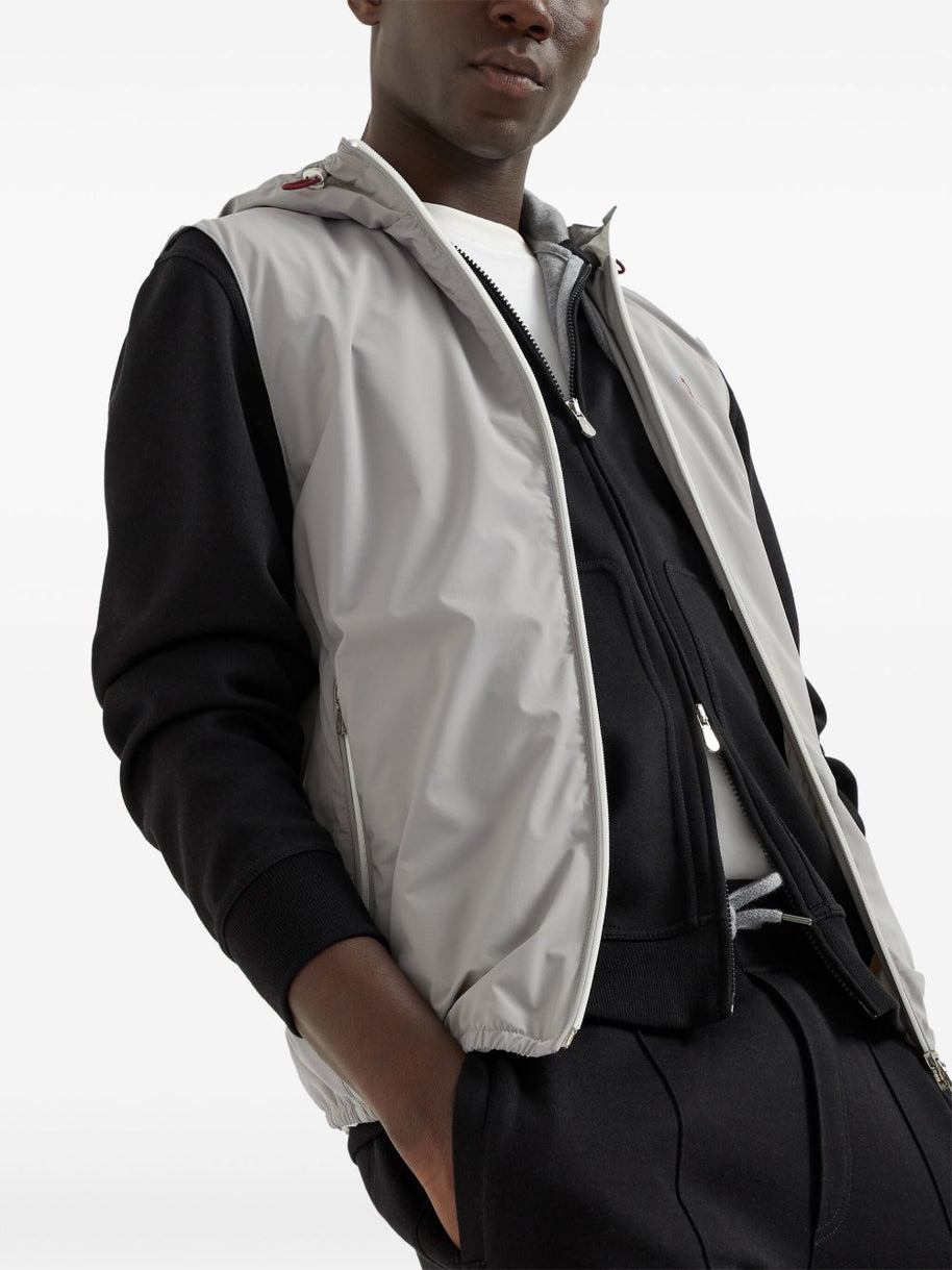 Brunello Cucinelli Hooded Vest In Grey